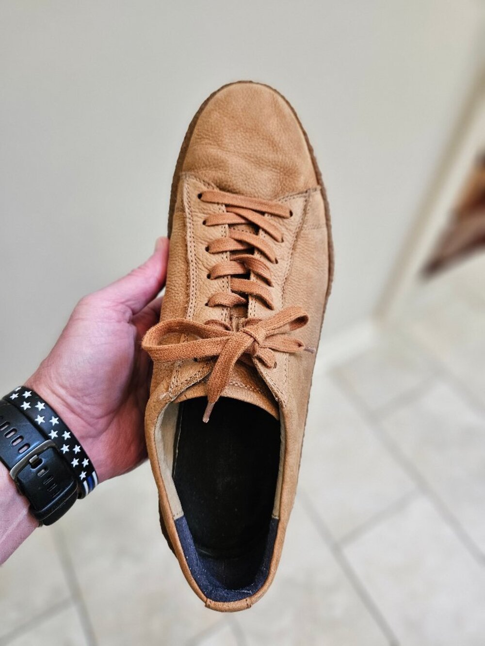 Banana Republic Leather/Nubuck Sneakers, Tan, Sz 13 - Picture 11 of 16